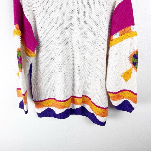 I.B. DIFFUSION Multicolored Graphic Prints Long Sleeves Knit Sweater Size Medium - Picture 4 of 10